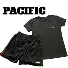 PACIFIC ブラック上下セットテニスウェアランニングスポーツ