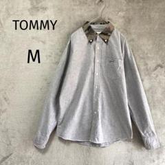 TOMMY/長袖シャツ/M/迷彩襟 刺繍 グレー