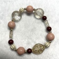 ハンドメイド ビーズブレスレット ピンク