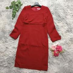 【ROTA CIVAN】上品 赤 ワンピース (9号) 膝丈 フォーマル 長袖