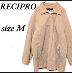 レシプロ ベージュ ジャケット レトロ 昭和 M ジップアップ 着心地 上品 襟