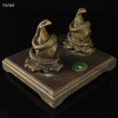 中国古美術・古い純銅・純手作り・宝石をモザイク招財蛇の飾り ・書道品・風水開運 中国古美術・古い純銅・純手作り・宝石をモザイク招財蛇の飾り