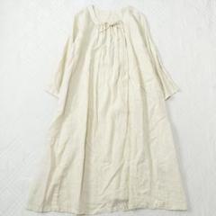ネストローブ　麻100%　ロングワンピース　ギャザー