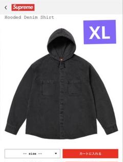 Supreme フード付きデニムシャツ ブラック　XL