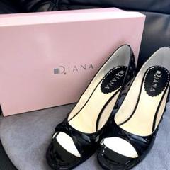 極美品⭐️DIANA エナメルパンプスリボン24cm ブラック オープントゥ箱付き