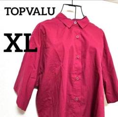 ワインレッド XL 半袖 ボタンシャツ TOPVALU 大きいサイズ 夏コーデ