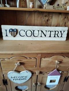 カントリー雑貨アンファン、I ♥ COUNTRY、ボード 木製