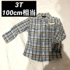 カルバンクライン 水色 スカイ ブルー チェック 柄 長袖 シャツ 3T 100