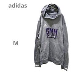 【アディダス adidas】ラクロス 長袖パーカー メッシュ素材 グレー M