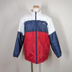 【FILA】ブルゾン　中綿　ゴルフウェア　LL　白　トリコロールカラー　y2k