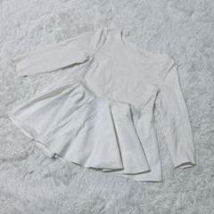 【c4277】訳アリ　チュニック　ホワイト　フレア　長袖