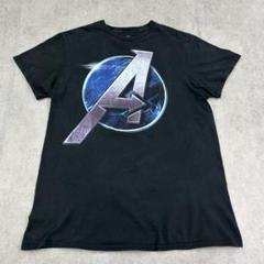 マーベル　アベンジャーズ　ロゴ　トップス　半袖　Tシャツ　古着　ブラック　黒　M