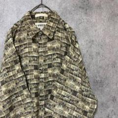 90s vintage 半袖　柄シャツ　レーヨン　メンズ　M 古着　個性派