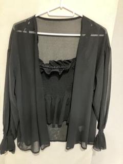 amerge. アメルジュ ブラック シースルー 長袖 トップスのサムネイル