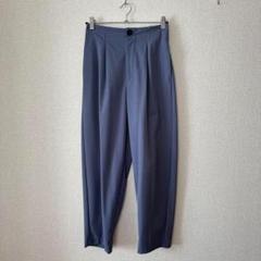 【GU】ジーユー　タックワイドパンツ　ブルー　(L)