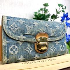 ♔ルイヴィトン♔ ポルトフォイユアメリア デニム ブルー 青 長財布 美品 人気