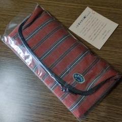 会津木綿　山田木綿　未使用品　赤と白のストライプ 和装　バッグ　がま口