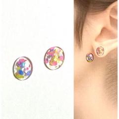 No.281ハンドメイドピアス　イヤリング　レジン　ノンホール