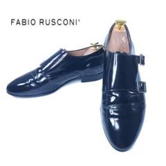 FABIO RUSCONI ダブルモンク エナメル 36 ブラック