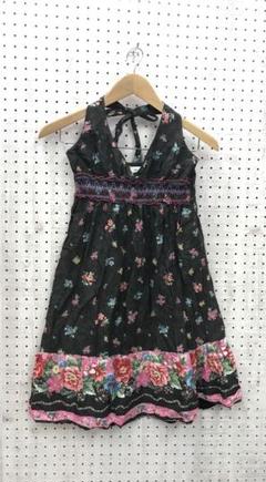 ガーリーロマンティックグランジ古着　フレンチ エスニック花柄ホルターネックワンピ