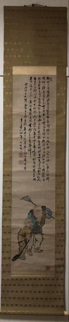 真作/田能村 直入/山水人物画賛/美品/布袋屋掛軸HB-191 真作/津田白印/山水人物画賛/布袋屋掛軸HD-351