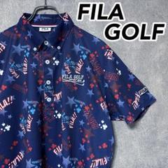 FILA GOLF フィラゴルフ 総柄 ロゴ 半袖 ポロシャツ ゴルフウェア