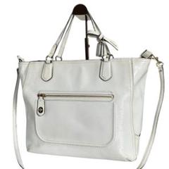 COACH コーチ トートバッグ 2way ホワイト レザー A4収納可 肩掛け