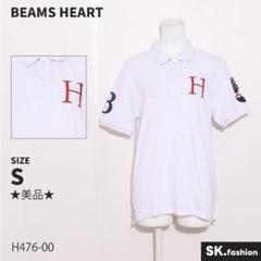 ★美品★BEAMS HEART トップス　ポロシャツ　半袖　花柄　刺繍　英字　夏