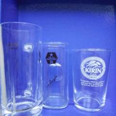昭和レトロ品です。アサヒビールジョッキ&サッポロビールグラス&麒麟ビールグラス