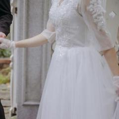 バビロン ホワイト コットンリネン Aライン 前撮り用ワンピース結婚式 バビロン ホワイト コットンリネン Aライン 前撮り用ワンピース