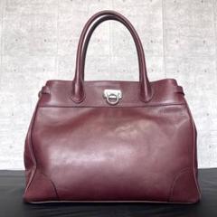 【良品】傳濱野 den Hamano クラシック トートバッグ レザー ボルドー