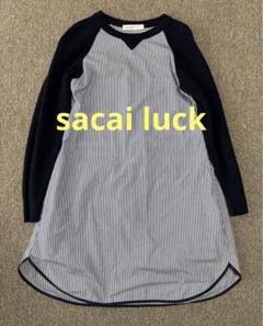 sacai 異素材 デザイン モヘア ニット ドッキングワンピース