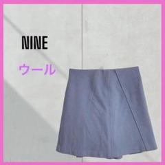 [ナイン] ウール　ミニスカート　バックプリーツ　大人可愛い　パステルブルー