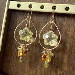 ★daisy★❣️ カラー　ヒスイ　カービング　赤　14kgfピアス DAISY✖️CHERRY Pearls 【2WAYタイプ】 イヤリング/ピアス