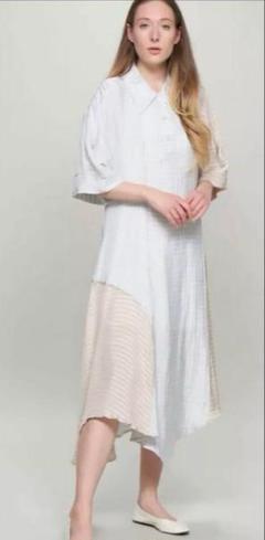 アクネストゥディオズ　オーバーサイズ　ワンピース　ストライプ　プルオーバー 配色ステッチオーバーサイズ半袖Tシャツワンピース[品番