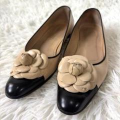 美品◎CHANEL カメリアパンプス ウール生地 マトラッセ ココマーク 39 CHANEL(シャネル) ヒールココマークスウェードパンプス ベージュ