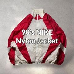90s00s NIKEナイロンジャケット刺繍ロゴ白タグ赤マルチカラーY2Kテック