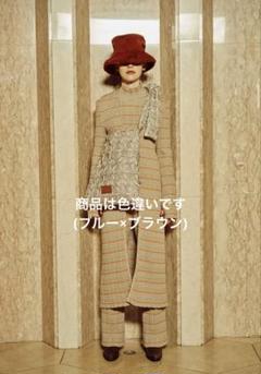 MURRAL タートルネック セーター ブラウン・ブルー チェック柄のサムネイル