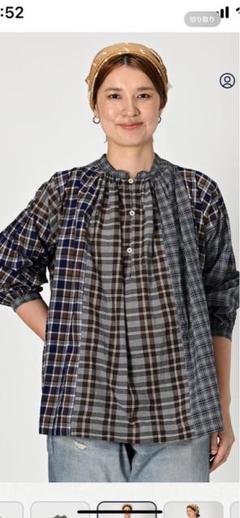 【45R】★美品★MIX秋風カディスモックブラウス　(フリーサイズ) 45R】☆美品☆MIX秋風カディスモックブラウス (フリーサイズ