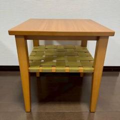 【極美品】アケボノ工芸 木製サイドテーブル 収納棚付