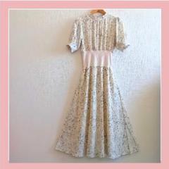 【新品未使用】ワンピース ロング M ホワイト 花柄 キレイめ 春 夏 上品
