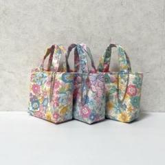 ちっちゃなトートバッグ3個セット　リボン　小花柄　ハンドメイド
