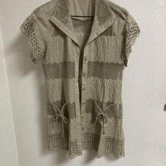 ロング　ジレ　レース編み　ベージュ　冷房対策にも