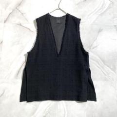 極美品　23ss スピックアンドスパン　リネン　ベスト　ジレ　フリンジ　スリット セール】リネンキャンバスVカラージレ（ベスト）｜Spick & Span