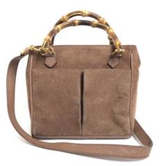 GUCCI グッチ バンブー 2WAYハンドバッグ ショルダーバッグ スエード