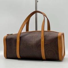 【美品】ETRO ハンドバッグ ペイズリー柄 ブラウン スクエア