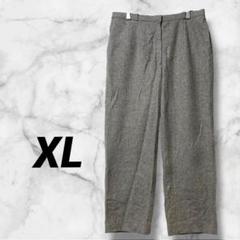 1188　グレージュ　ウール混　カジュアルパンツ　あったか厚手　ゆったり　15号