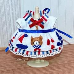 刺繍とリボン刺繍のワンピース୨୧大人サイズ　ドール服　アウトフィット new♡刺繍のワンピース୨୧marine＊子供サイズ ドール服 アウト