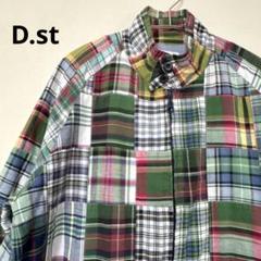 D.st パッチワーク チェック メンズ ジャンパー Ｍ グリーン系