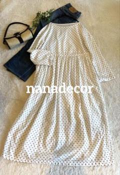 nanadecor 美品　オーガニックコットン　ビオラドットワンピース マキシ nanadecor 美品 オーガニックコットン ビオラドットワンピース